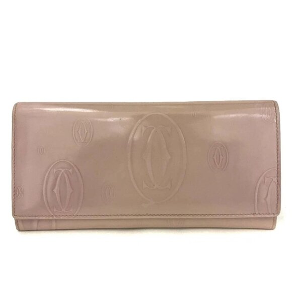 Cartier Happy Birthday Patent Leather Long Bifold Wallet Pink/2BG0539 - Picture 1 of 9